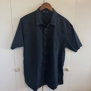 TravisMathew Mens XL Black Short Sleeve Button Down Shirt Stretch Cotton Blend